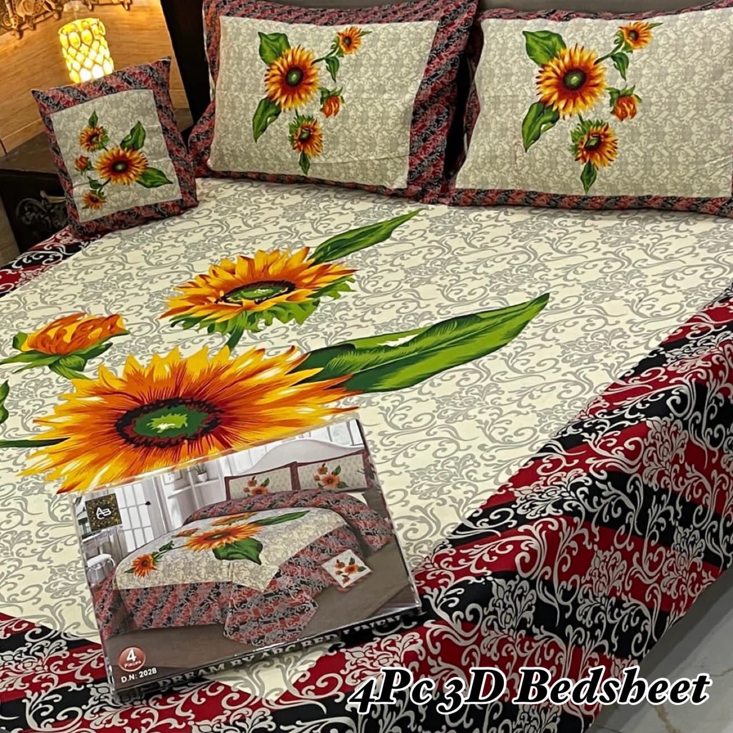 4Pc 3D Panel Bedsheet