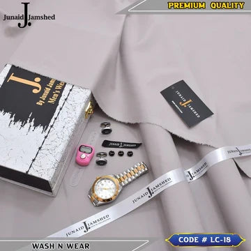 J. Business Class 4 Season Wash N Wear With Luxury Box & Bag + Button + Tasbeeh + Rolex Watch + Cufflinks ( Stone )