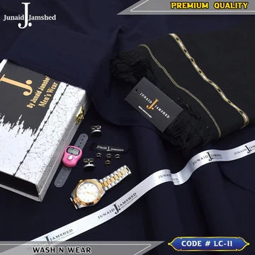 J. Business Class 4 Season Wash N Wear With Luxury Box & Bag + Button + Tasbeeh + Rolex Watch + Cufflinks + Shawl