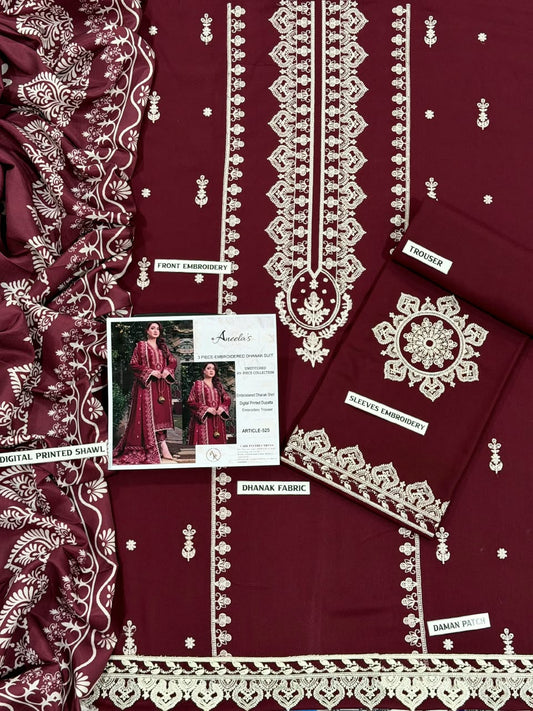 ANEELA'S DHANAK 3PC EMBROIDERED
