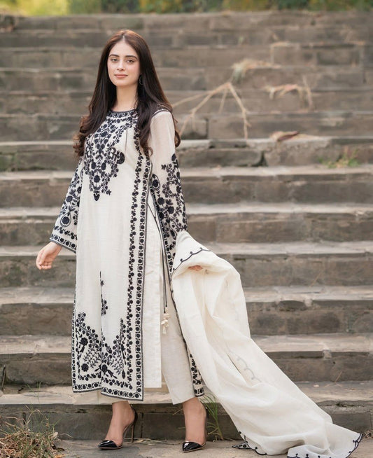 AGHA NOOR DHANAK 3PC EMBROIDERED