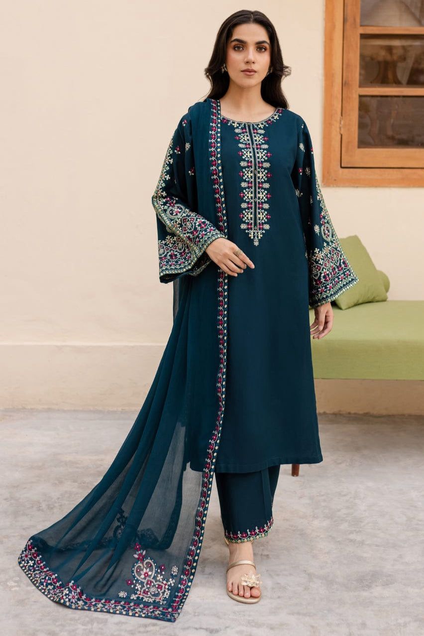CROSS STITCH DHANAK 3PC EMBROIDERED