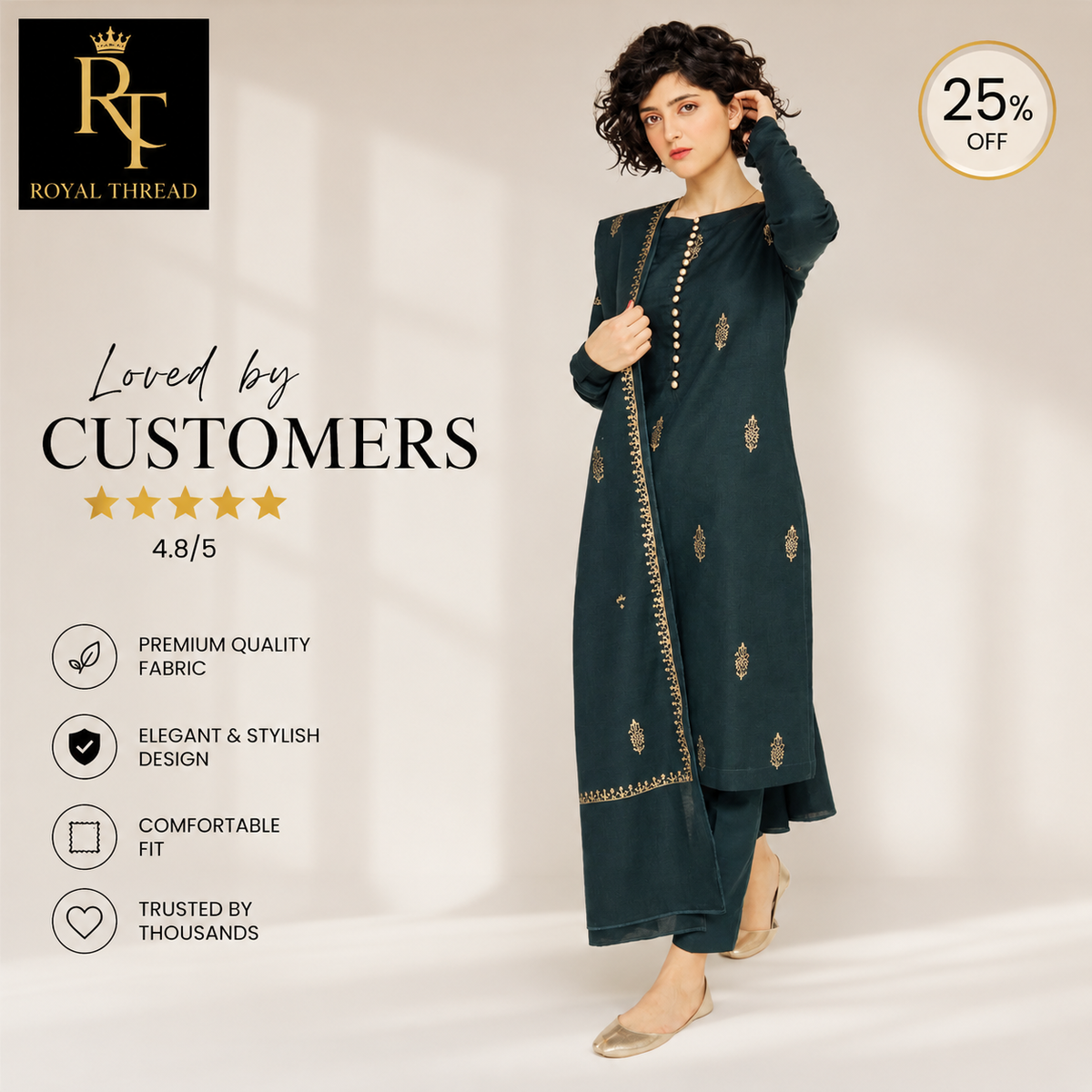URGE DHANAK 3PC EMBROIDERED