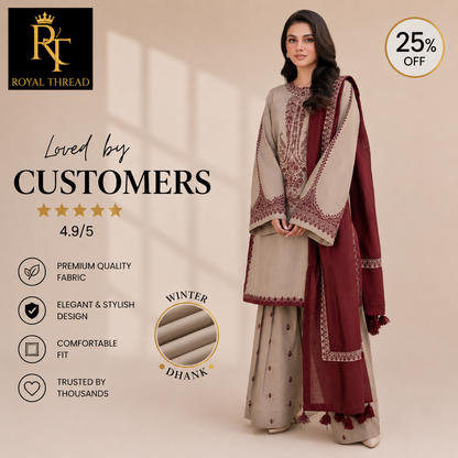 URGE DHANAK 3PC EMBROIDERED
