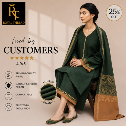 DYOT DHANAK 3PC EMBROIDERED