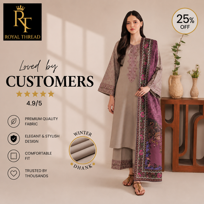 URGE DHANAK 3PC EMBROIDERED