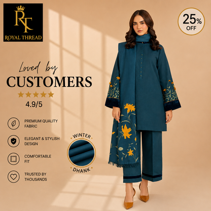 BAROQUE DHANAK 3PC EMBROIDERED