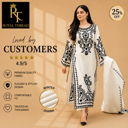 AGHA NOOR DHANAK 3PC EMBROIDERED