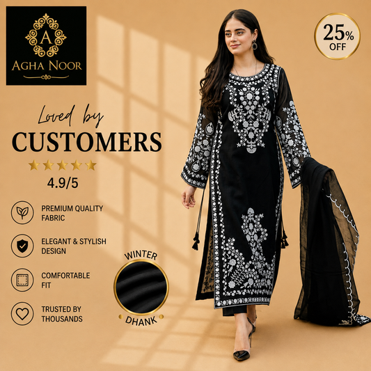 AGHA NOOR DHANAK 3PC EMBROIDERED