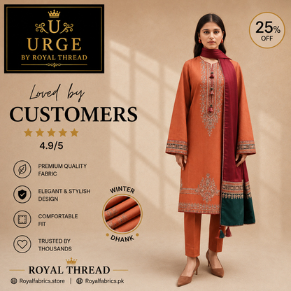 URGE DHANAK 3PC EMBROIDERED