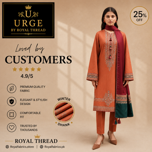 URGE DHANAK 3PC EMBROIDERED