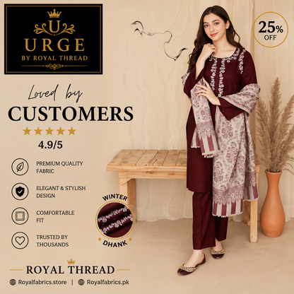 URGE DHANAK 3PC EMBROIDERED