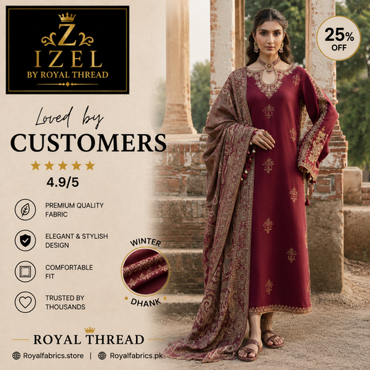 IZEL DHANAK 3PC EMBROIDERED