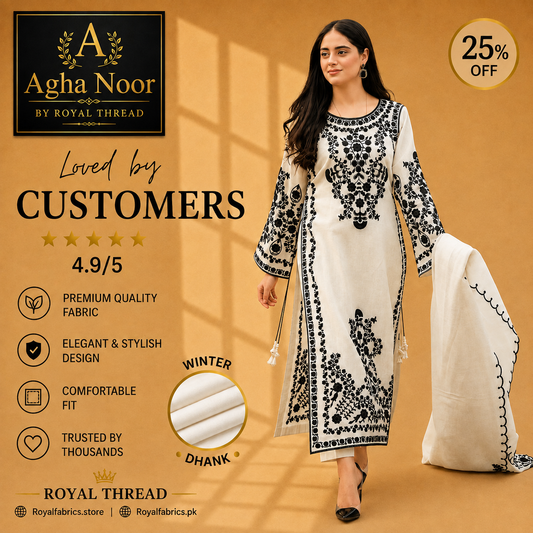 AGHA NOOR DHANAK 3PC EMBROIDERED