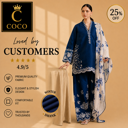 COCO DHANAK 3PC EMBROIDERED