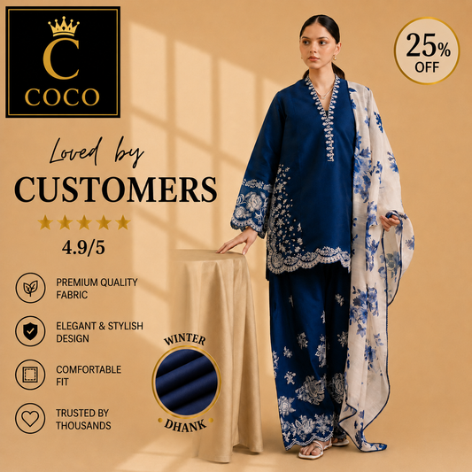 COCO DHANAK 3PC EMBROIDERED