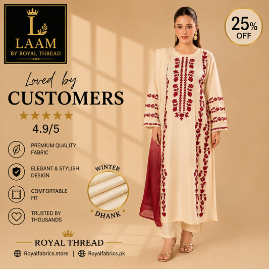 LAAM DHANAK 3PC EMBROIDERED
