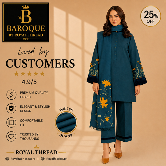 BAROQUE DHANAK 3PC EMBROIDERED