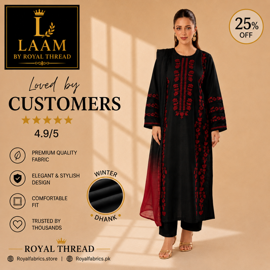 LAAM DHANAK 3PC EMBROIDERED
