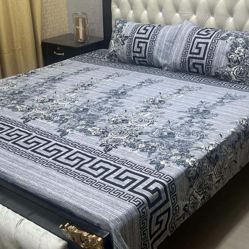𝟯𝗗 Bed sheet Cotton Satin King size (95*90) Premium Quality