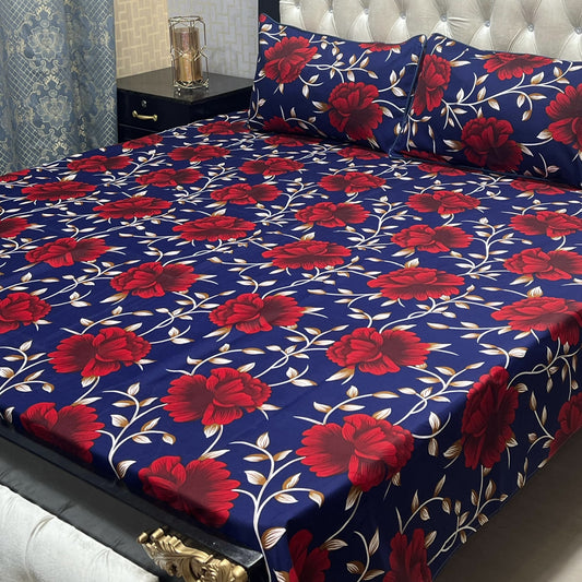 𝟯𝗗 Bed sheet Cotton Satin King size (95*90) Premium Quality
