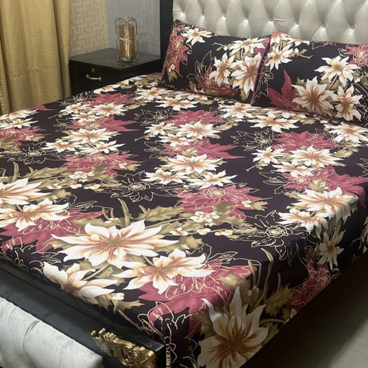 𝟯𝗗 Bed sheet Cotton Satin King size (95*90) Premium Quality
