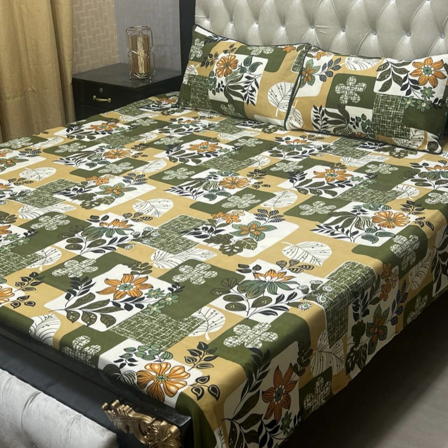 𝟯𝗗 Bed sheet Cotton Satin King size (95*90) Premium Quality