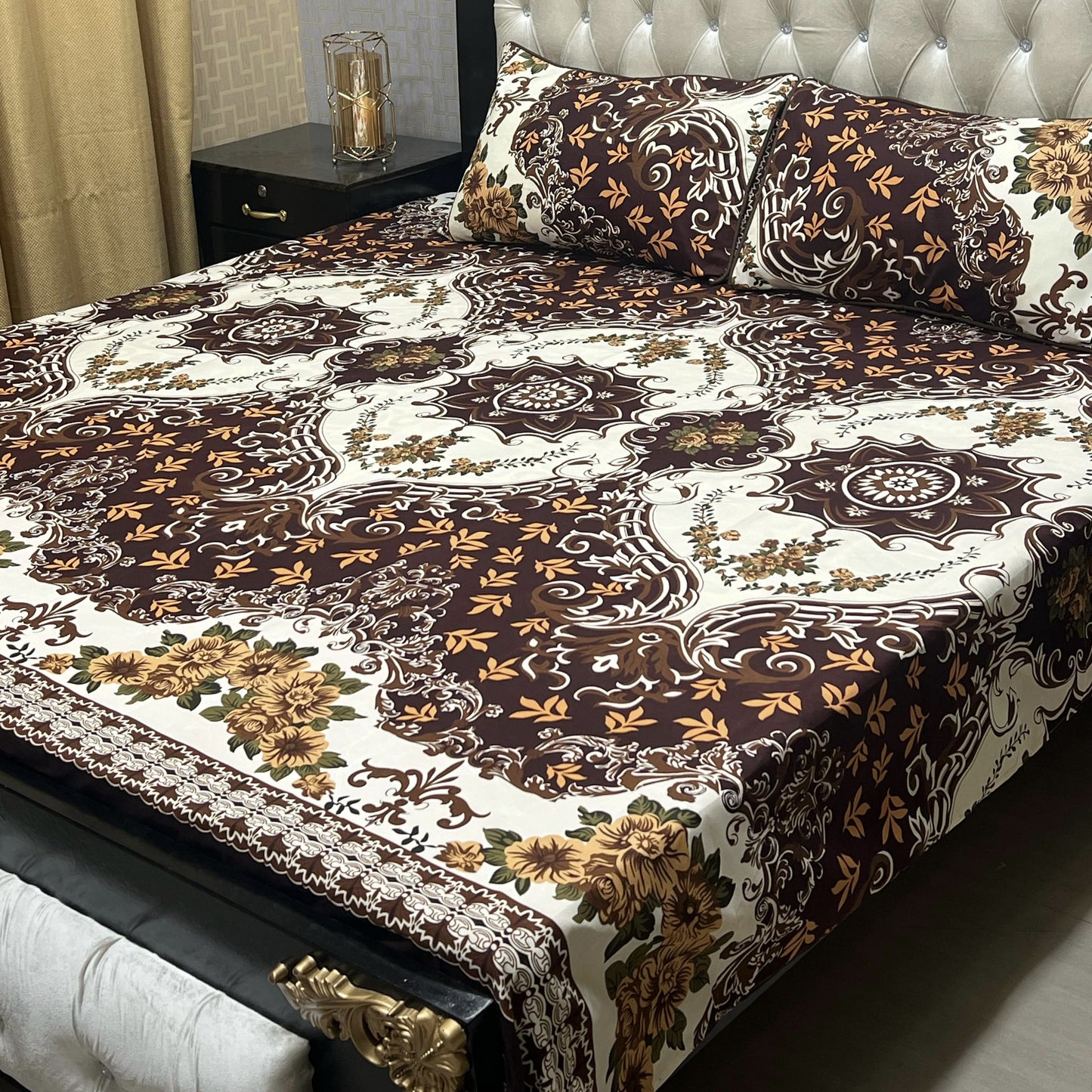 𝟯𝗗 Bed sheet Cotton Satin King size (95*90) Premium Quality