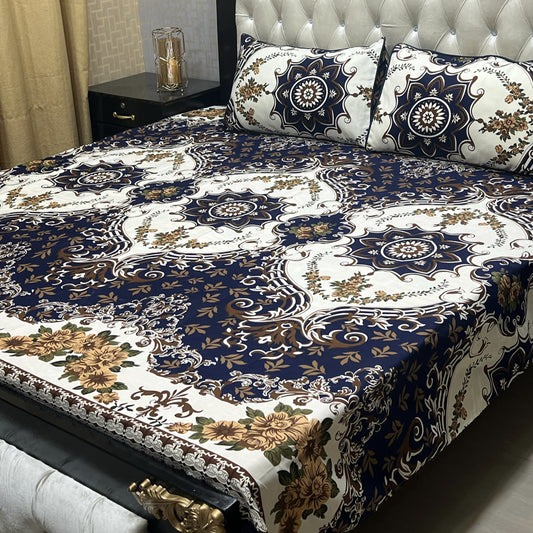 𝟯𝗗 Bed sheet Cotton Satin King size (95*90) Premium Quality