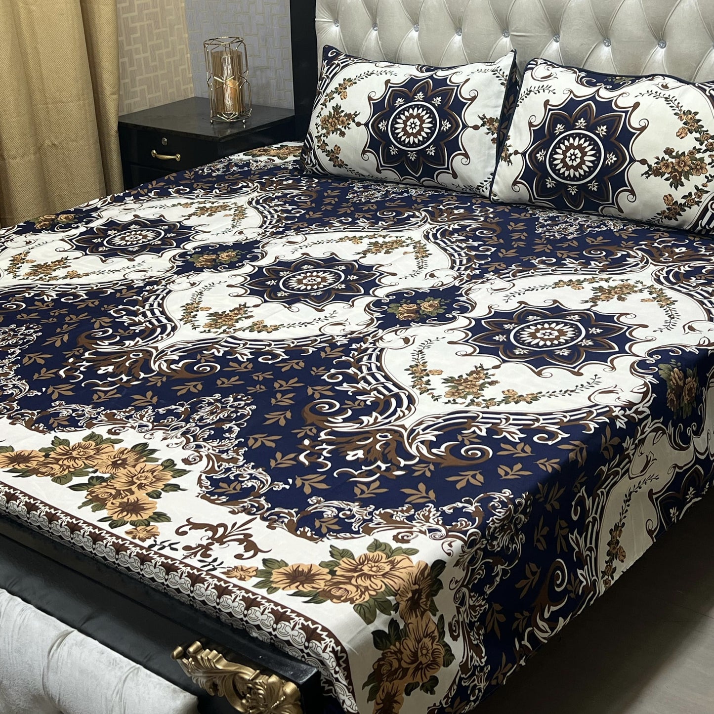 𝟯𝗗 Bed sheet Cotton Satin King size (95*90) Premium Quality