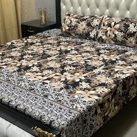 𝟯𝗗 Bed sheet Cotton Satin King size (95*90) Premium Quality