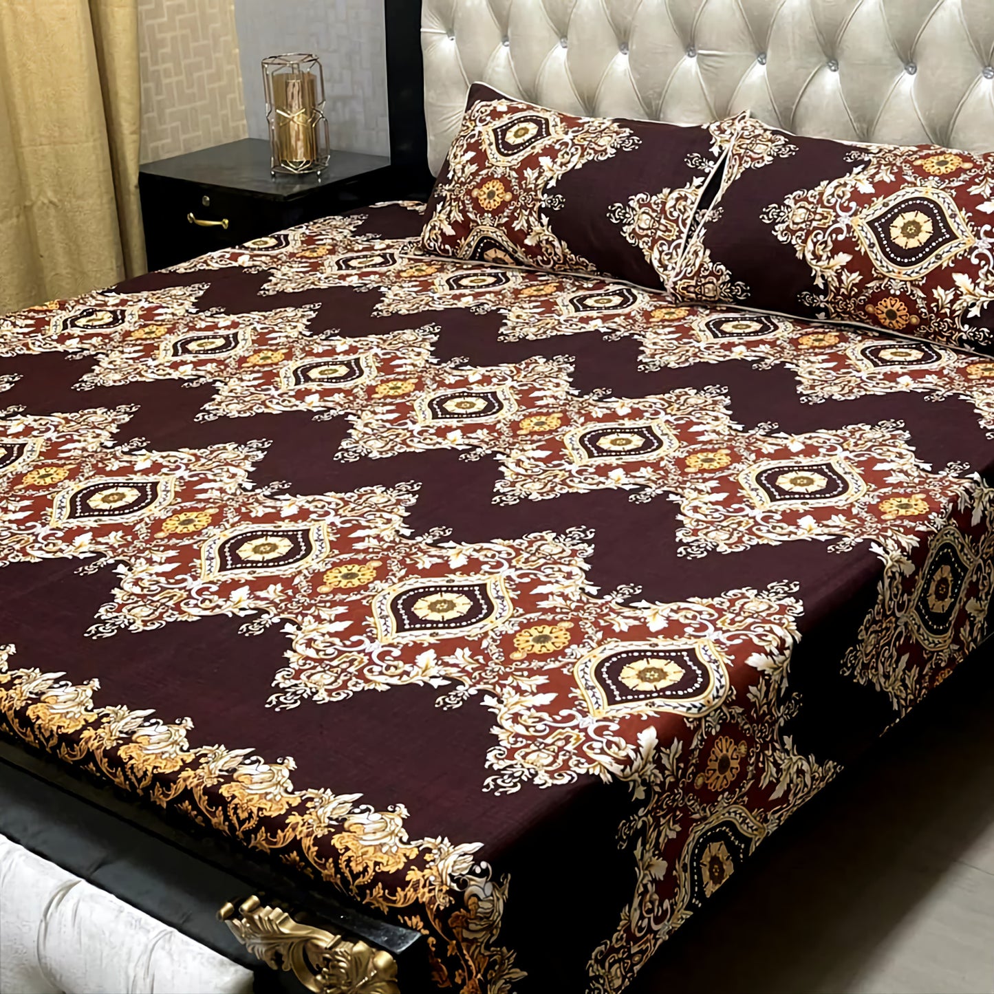 𝟯𝗗 Bed sheet Cotton Satin King size (95*90) Premium Quality