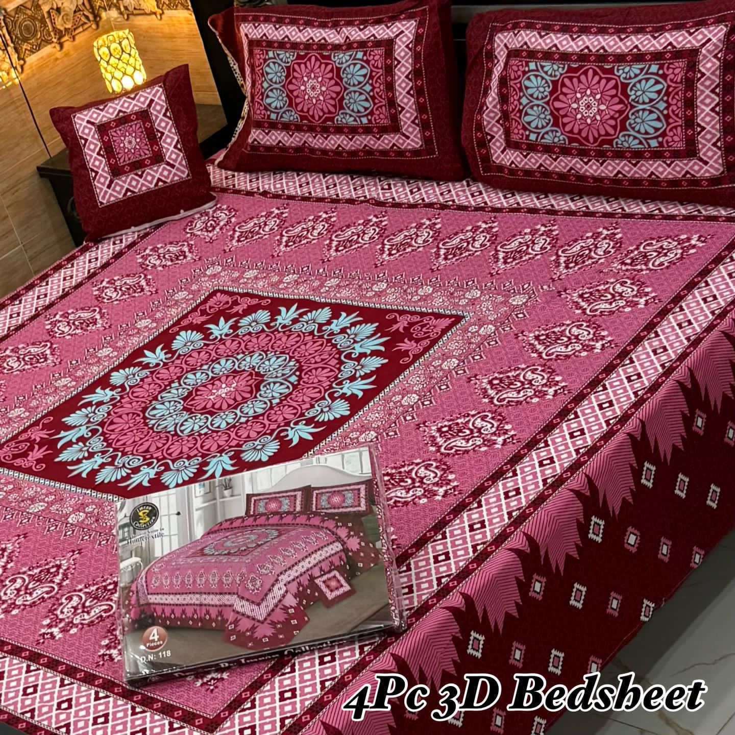 4Pc 3D Panel Bedsheet