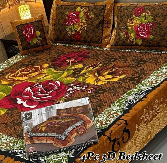 4Pc 3D Panel Bedsheet