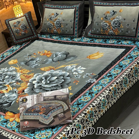 4Pc 3D Panel Bedsheet
