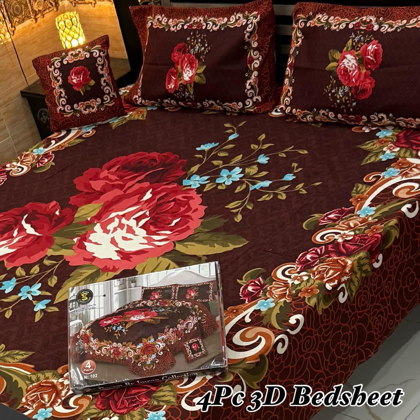 4Pc 3D Panel Bedsheet