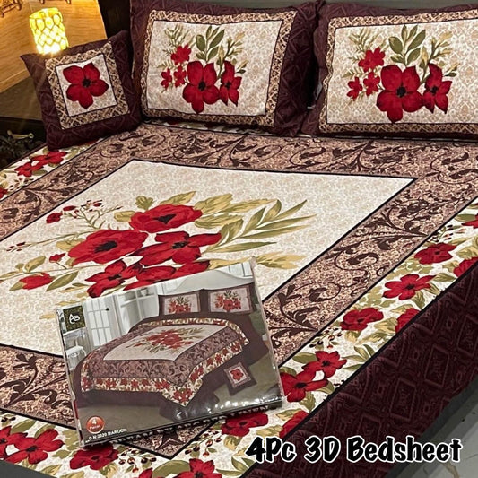 4Pc 3D Panel Bedsheet