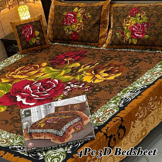4Pc 3D Panel Bedsheet