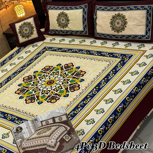 4Pc 3D Panel Bedsheet