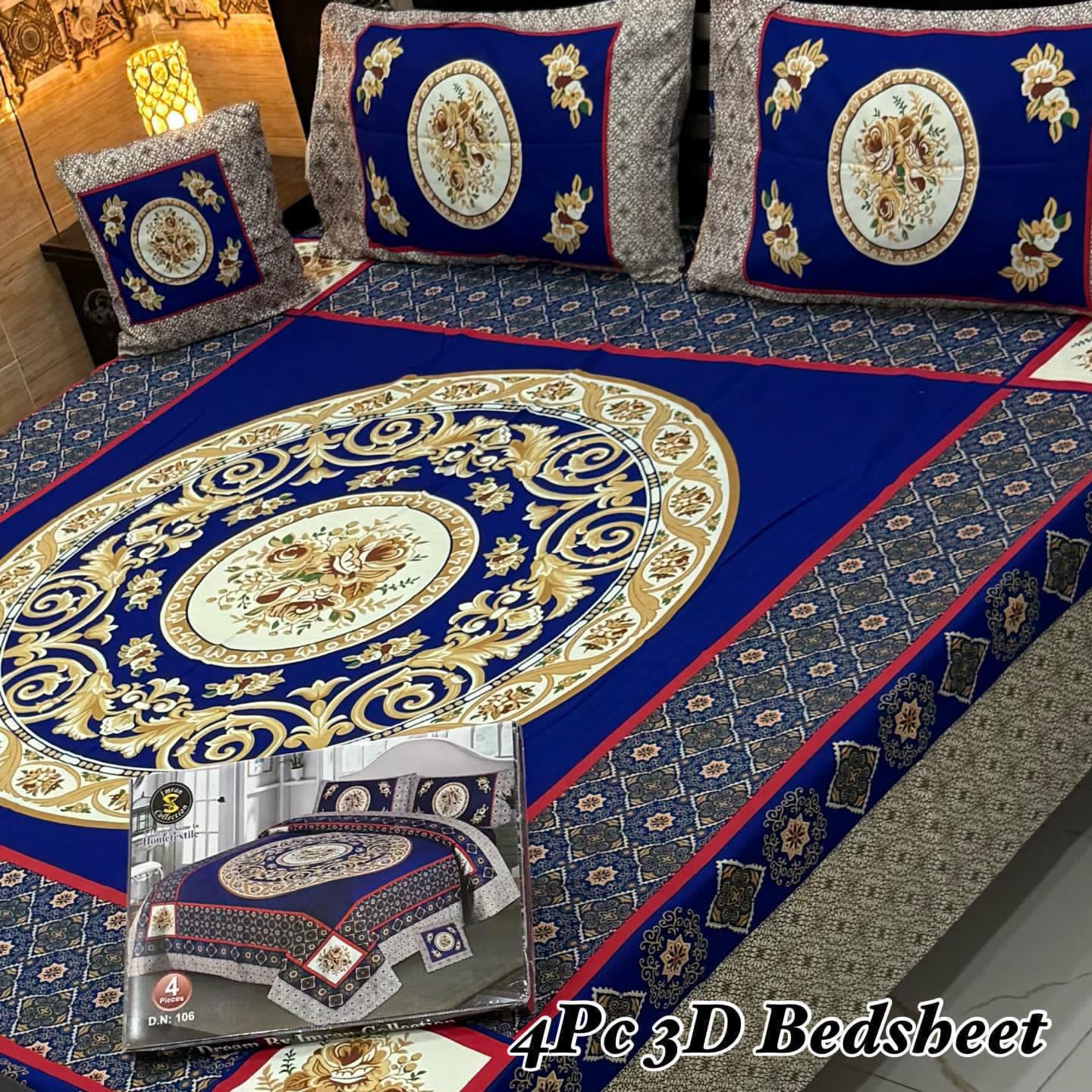 4Pc 3D Panel Bedsheet