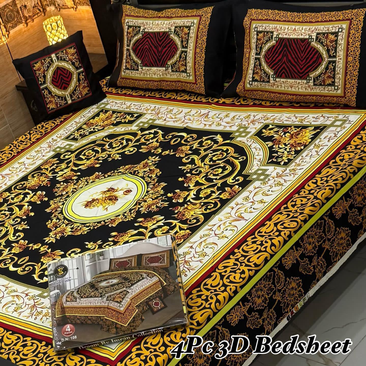 4Pc 3D Panel Bedsheet