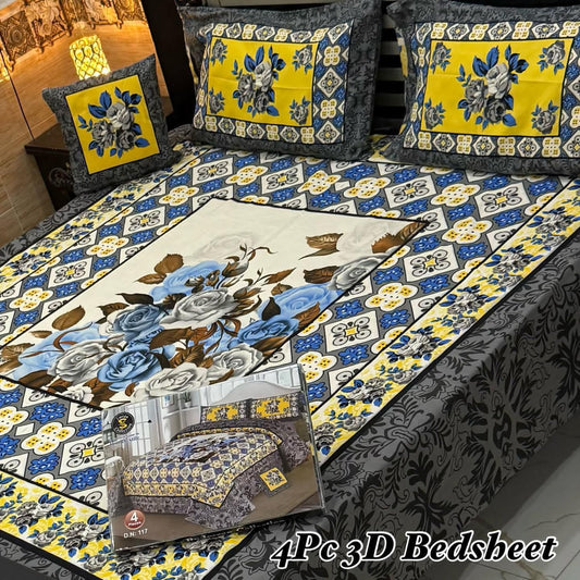 4Pc 3D Panel Bedsheet