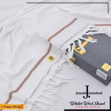 J. PREMIUM WOOL SHAWL FOR MENS WITH GIFT BOX & BAG ( pearl white )