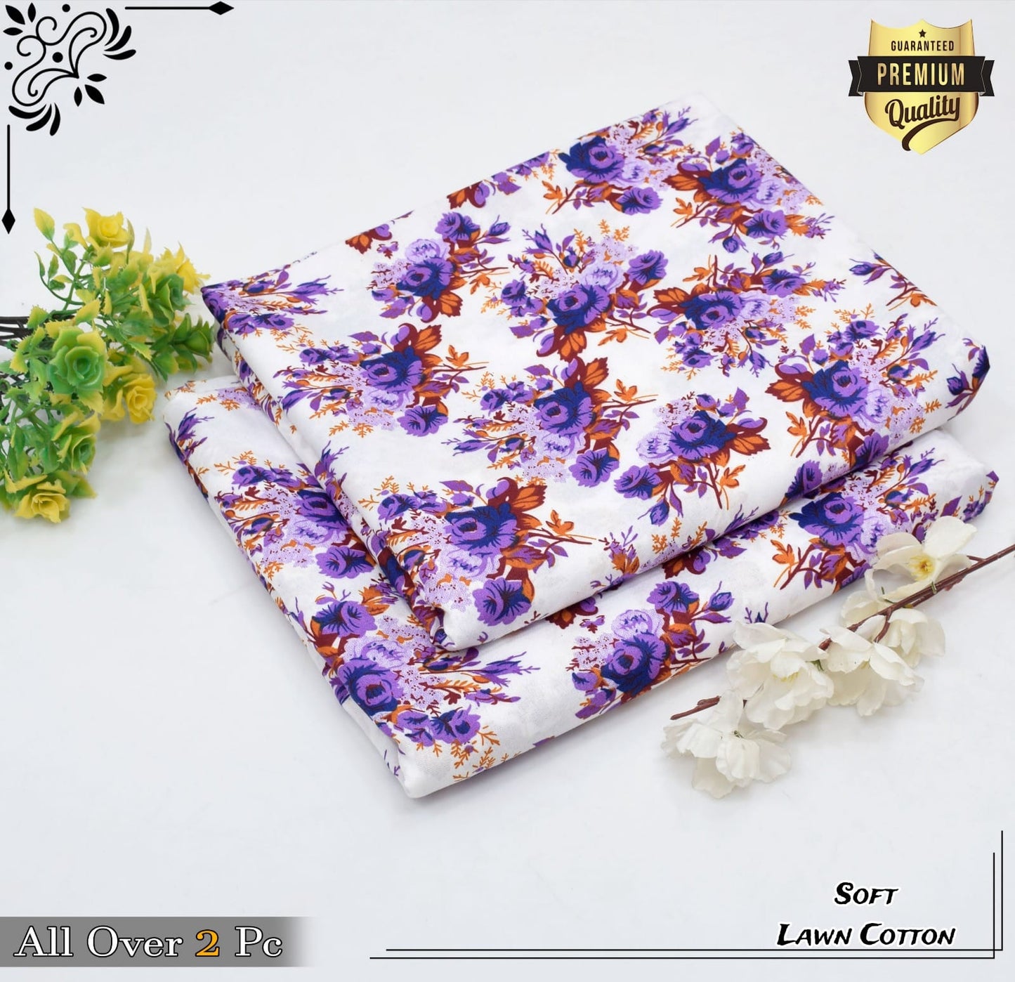 Rooma  2Pcs Soft Cotton Lawn Life Time Guaranteed