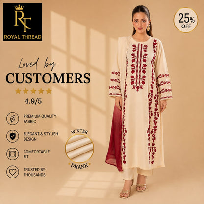 LAAM DHANAK 3PC EMBROIDERED