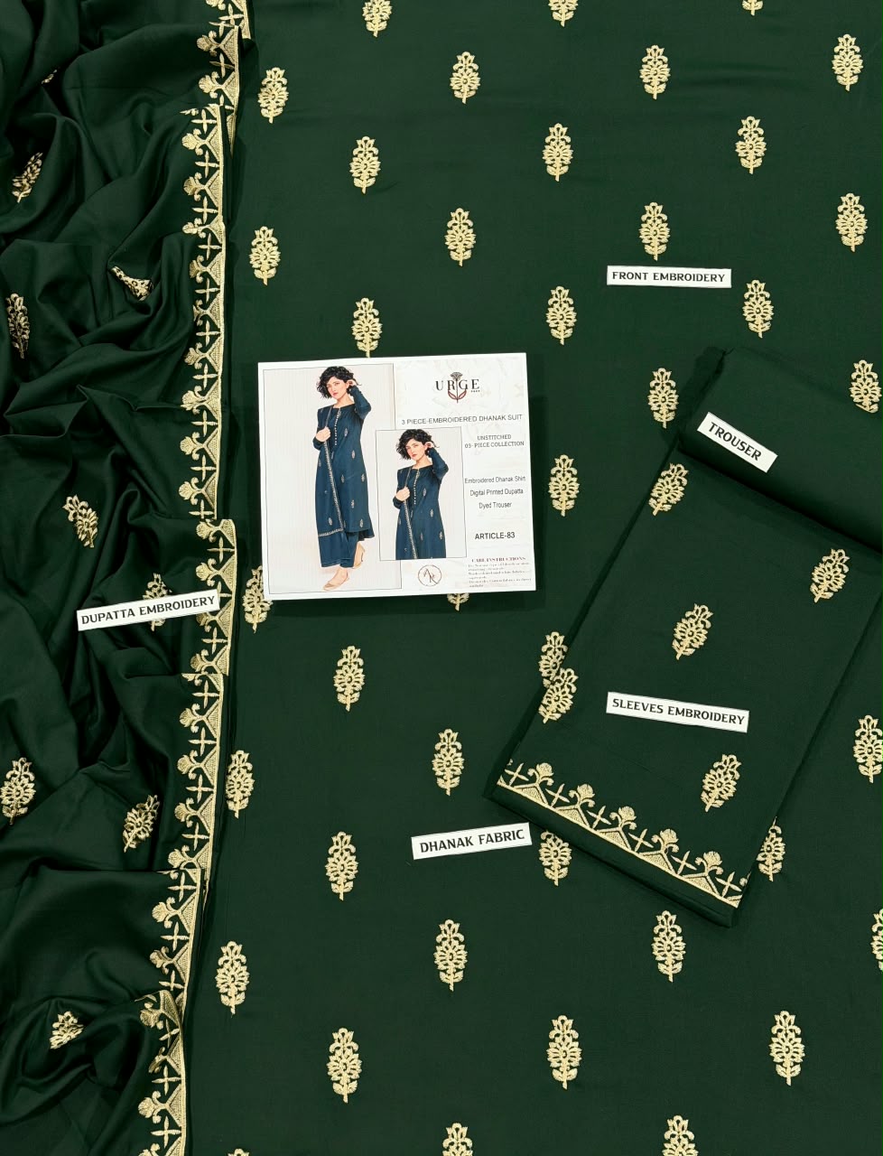 URGE DHANAK 3PC EMBROIDERED