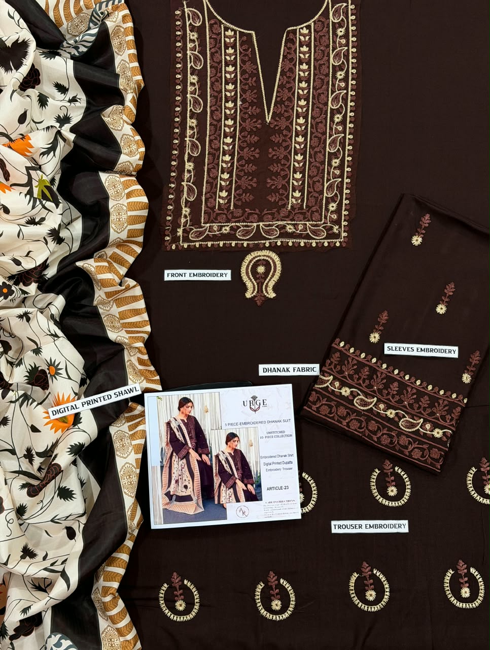 URGE DHANAK 3PC EMBROIDERED