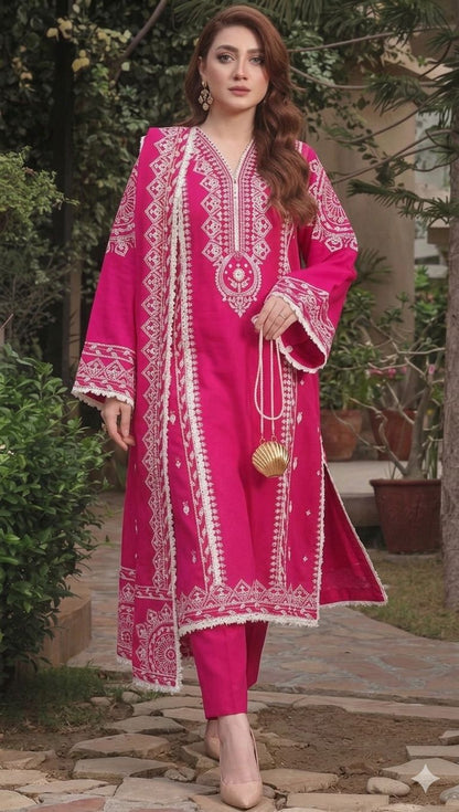 ANEELA'S DHANAK 3PC EMBROIDERED