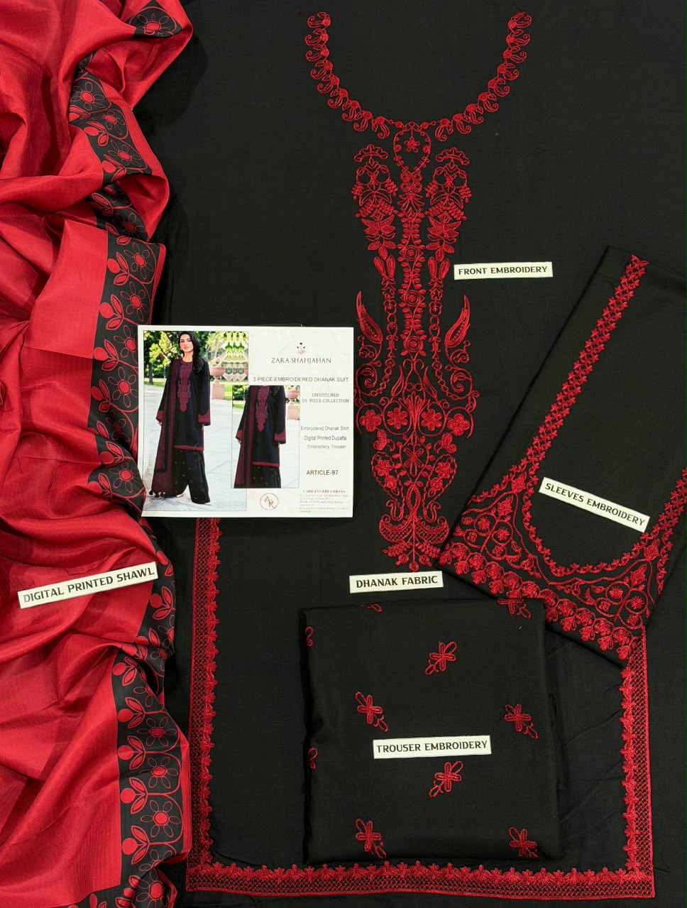 Zara Shahjahan DHANAK 3PC EMBROIDERED