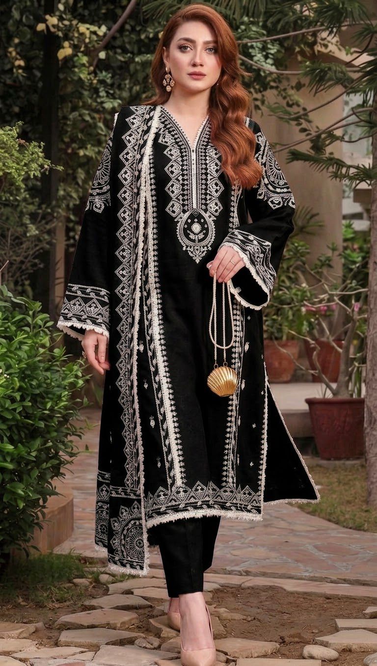 Aneela'S DHANAK 3PC EMBROIDERED